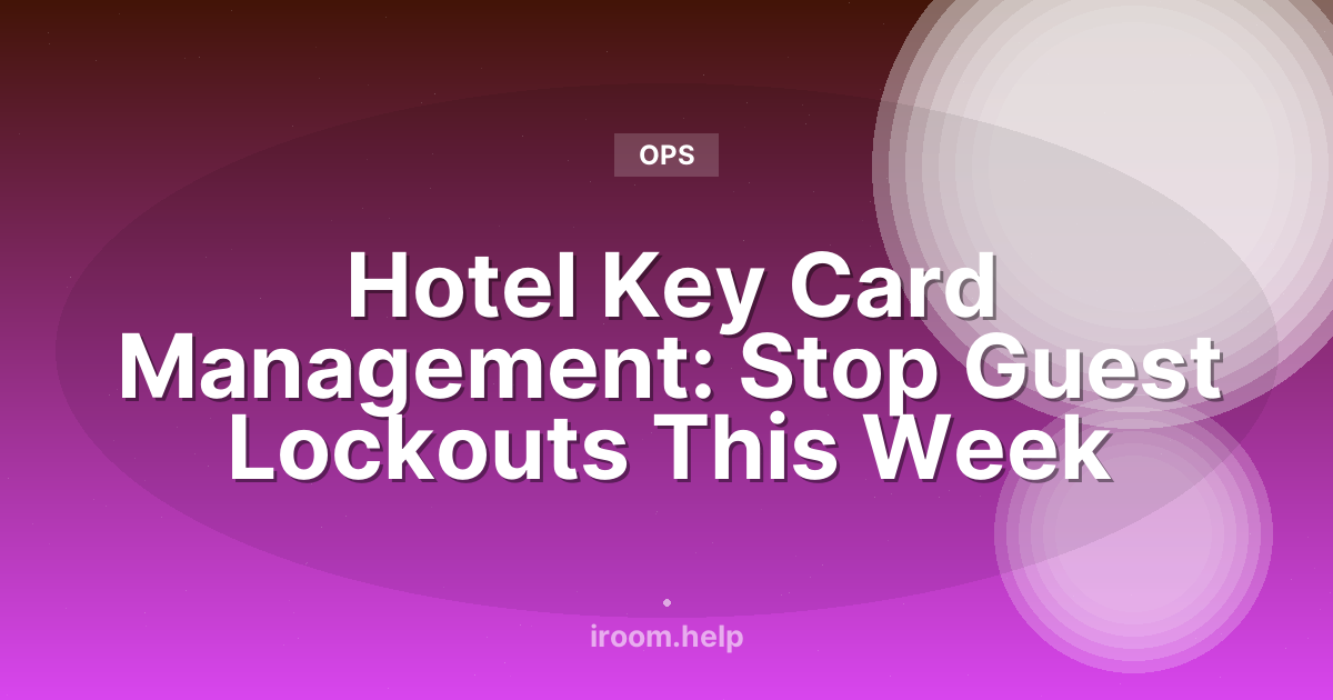 Hotel Key Card Management: Stop Guest Lockouts This Week