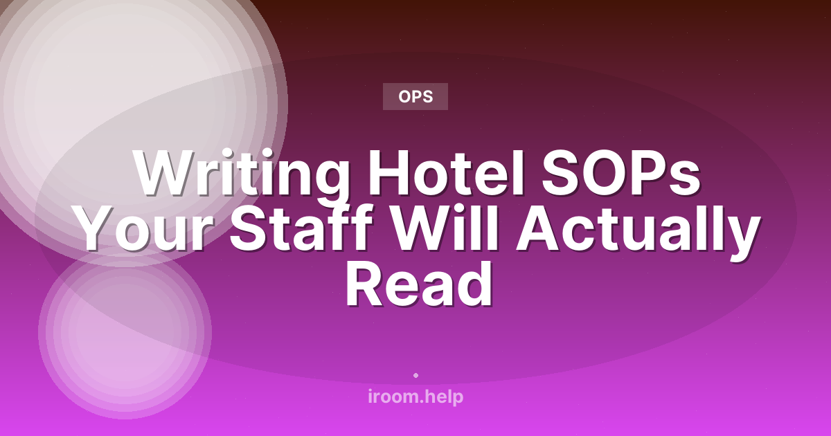 Writing Hotel SOPs Your Staff Will Actually Read