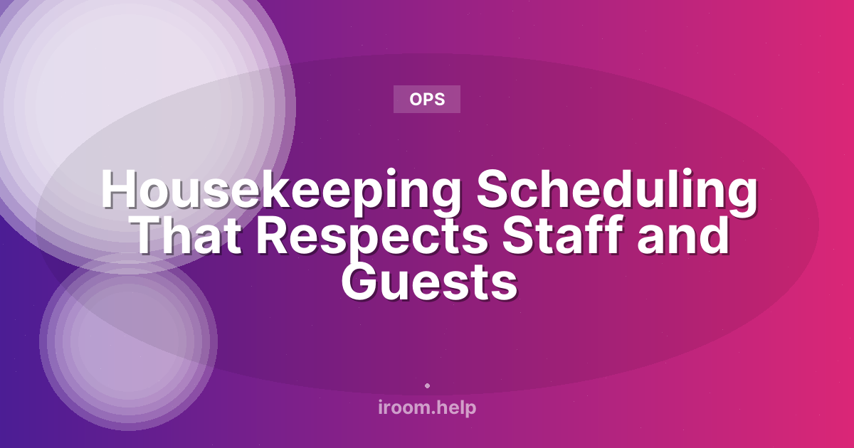 Housekeeping Scheduling That Respects Staff and Guests